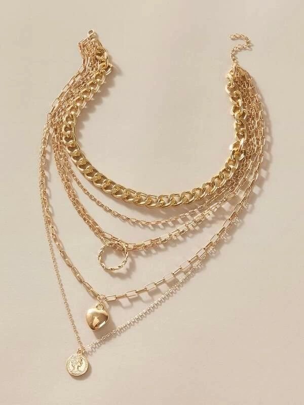 Multilayered Golden Chain Necklace