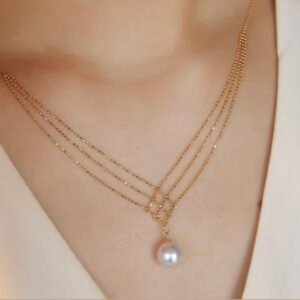 12k Drooping Pearl Multi-layered Golden Chain Necklace