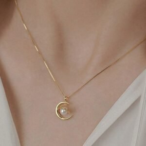 14k Moon-drop Golden Chain Necklace