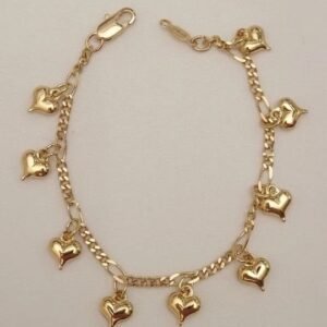 9cf66b0b6787e9fc9bf4eec1b0c943a8 14k Drooping Hearts Golden Bracelet