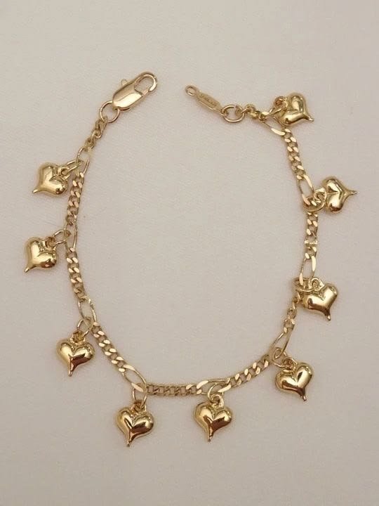 9cf66b0b6787e9fc9bf4eec1b0c943a8 14k Drooping Hearts Golden Bracelet