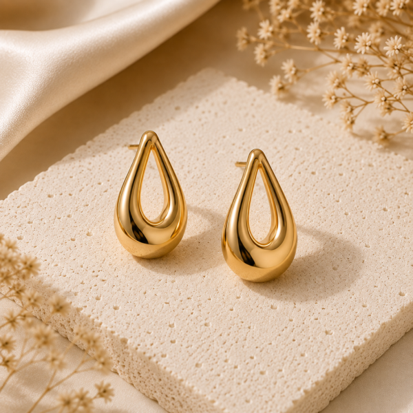 NEW A EARRINGS image depicting golden brass earrings